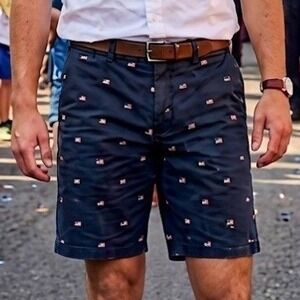 32" Men Slim Old Navy 4th Patriotic Memorial Day American Flag 10" Inseam Short